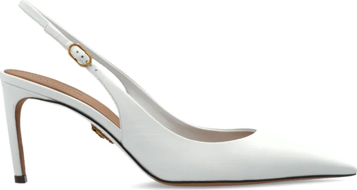 Leather High-heeled Shoes, , - White