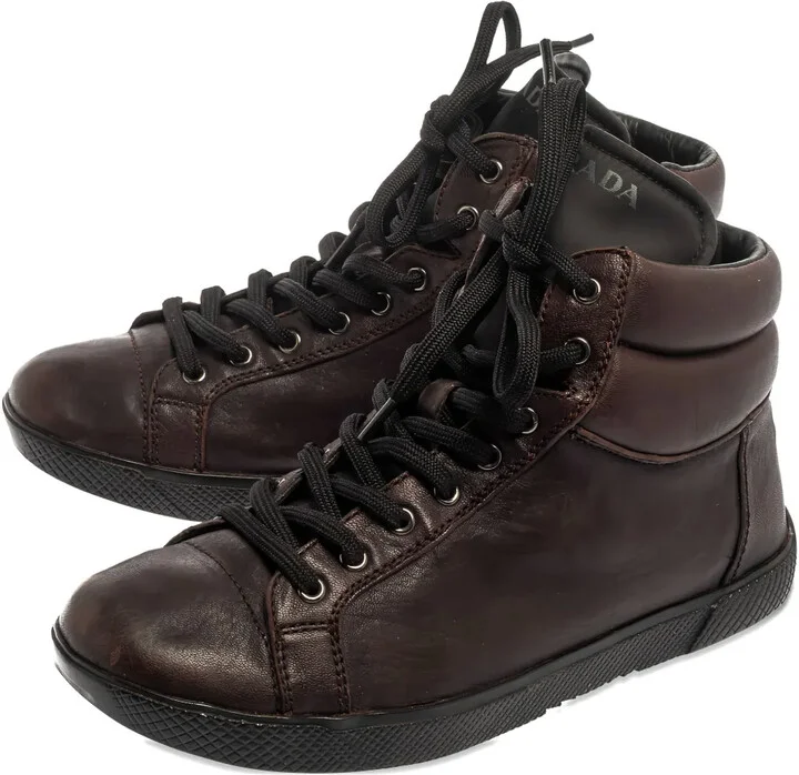 Leather High-Top Sneakers