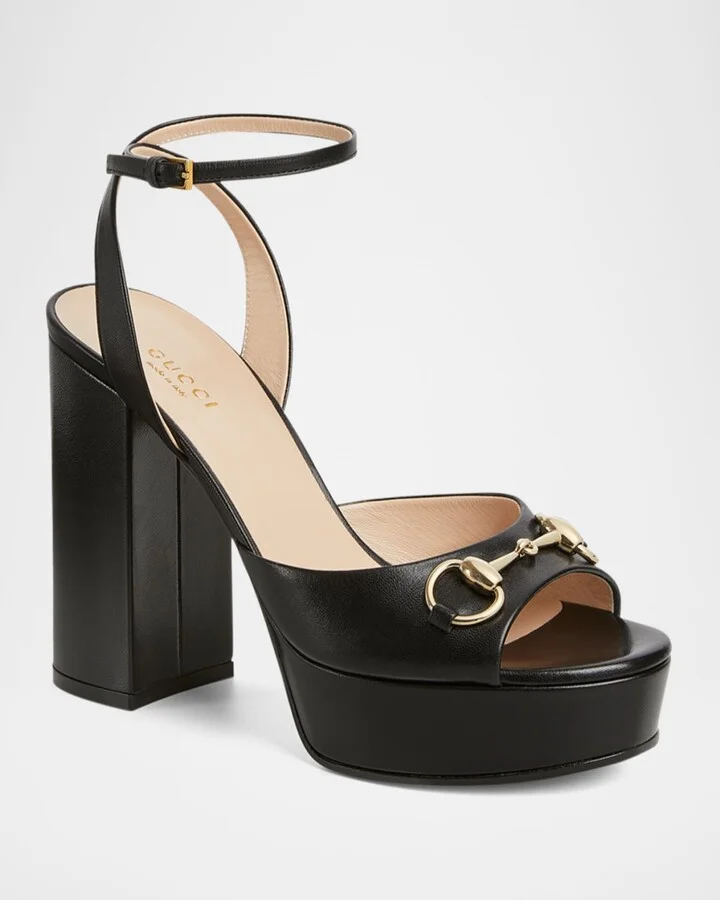 Leather Horsebit Platform Sandals - Image 3