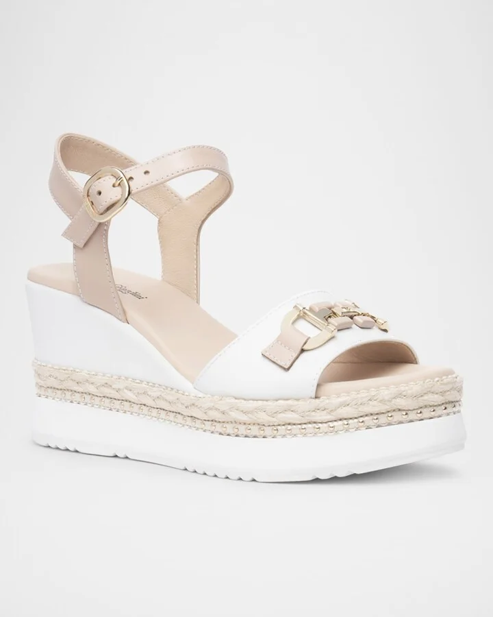 Leather Horsebit Roped Platform Wedge Sandals - Image 3