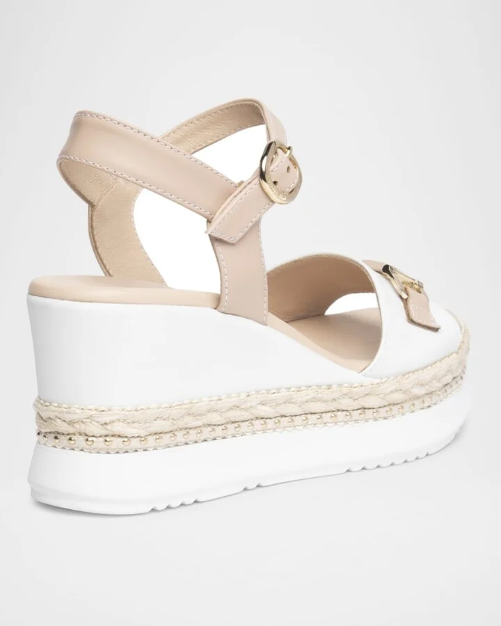 Leather Horsebit Roped Platform Wedge Sandals - Image 4