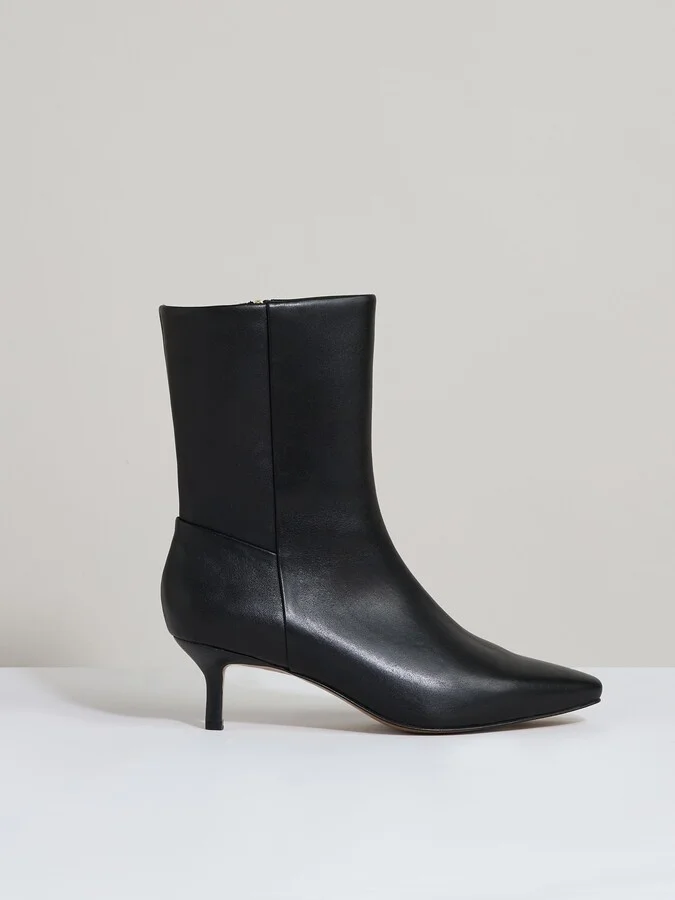 Leather Kitten-heel Ankle Boots