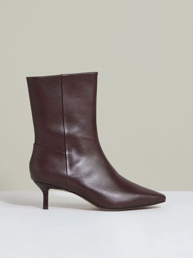Leather Kitten-heel Ankle Boots