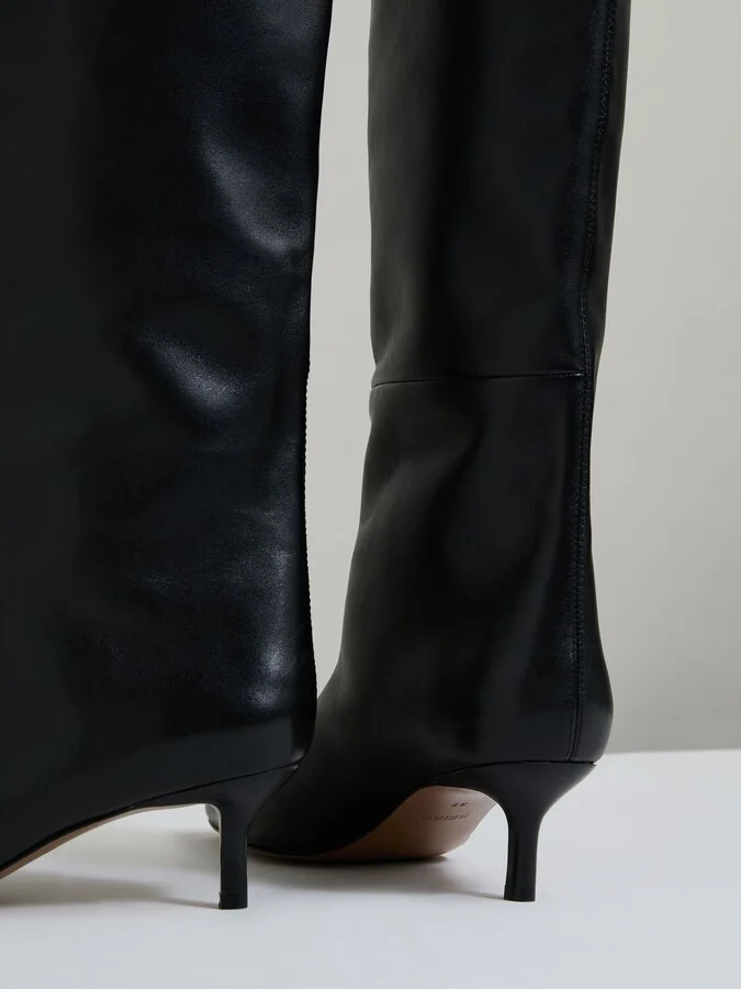 Leather Kitten Heel Boots - Image 4