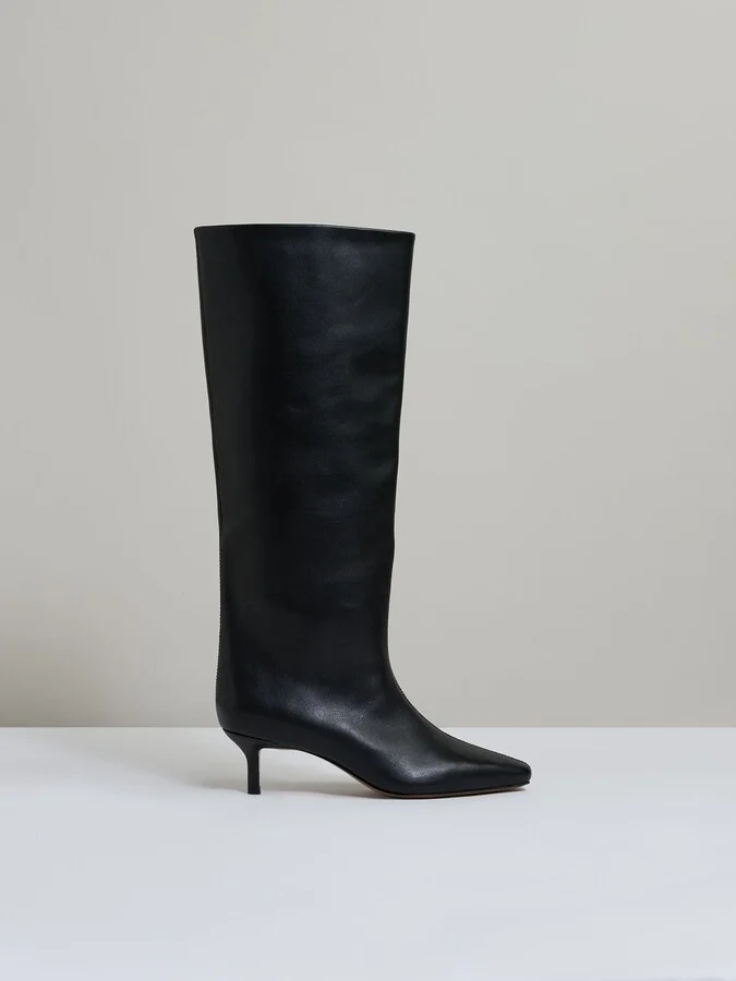 Leather Kitten Heel Boots