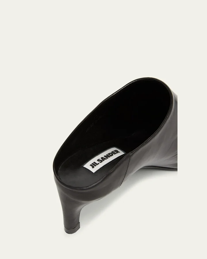 Leather Kitten Mule Pumps - Image 2