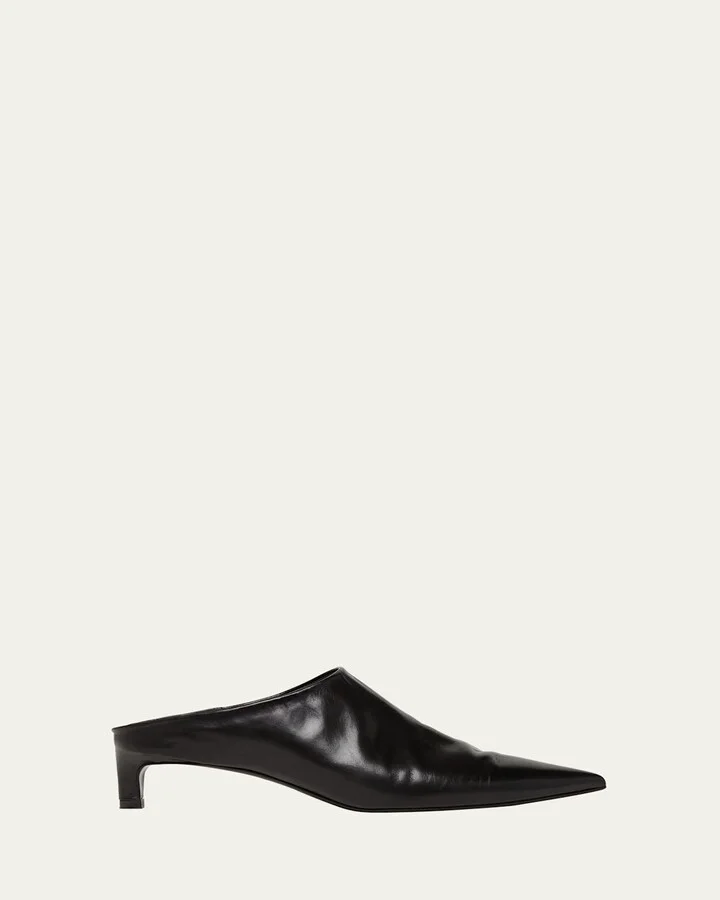 Leather Kitten Mule Pumps