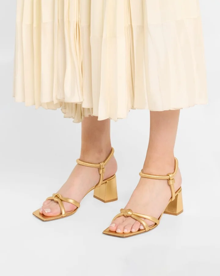 Leather Knot Ankle-Strap Sandals - Image 8