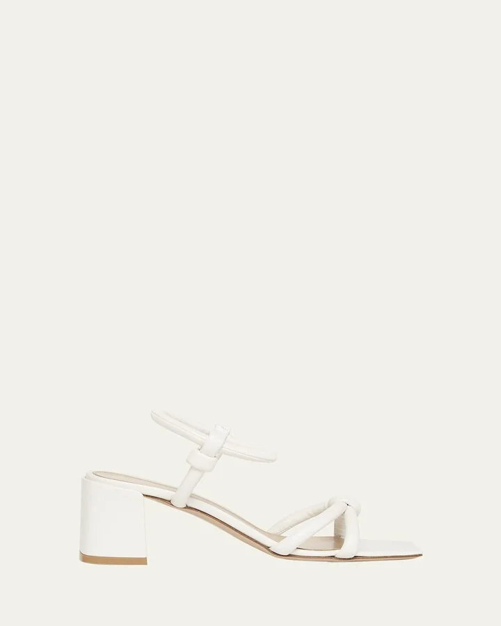 Leather Knot Ankle-Strap Sandals