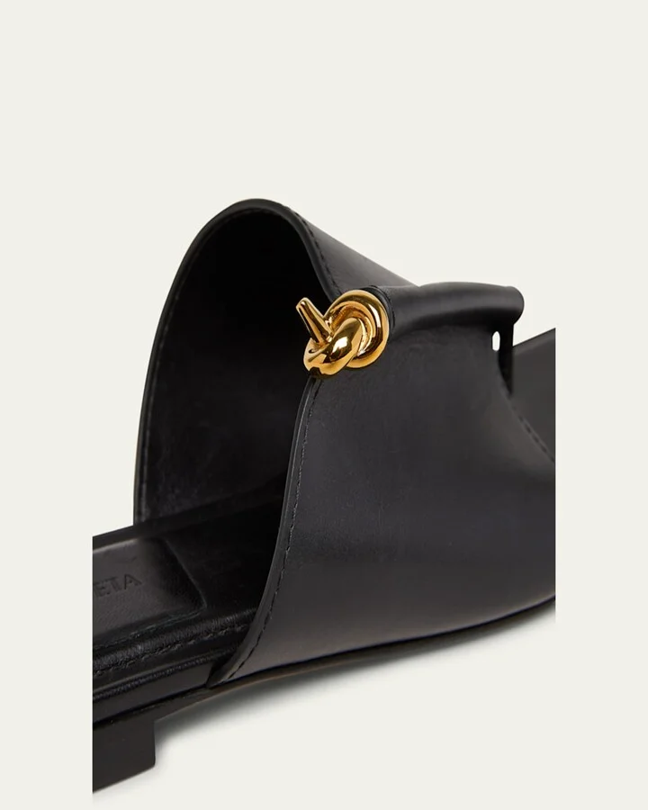 Leather Knot Flat Sandals - Image 3