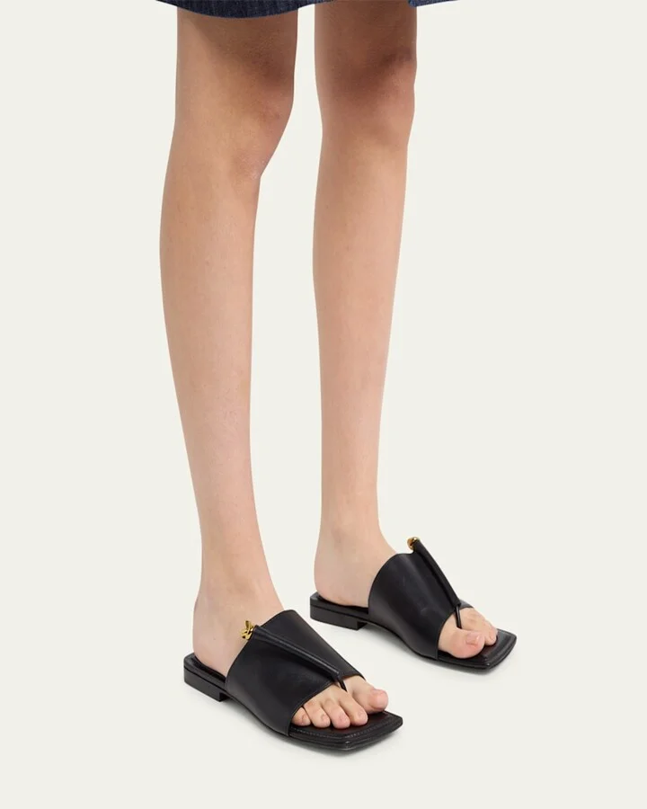 Leather Knot Flat Sandals - Image 5