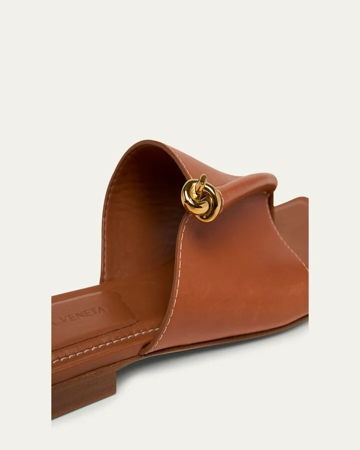 Leather Knot Flat Sandals - Image 6