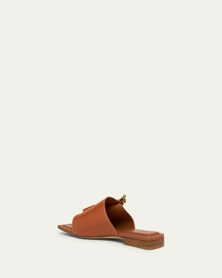 Leather Knot Flat Sandals - Image 8