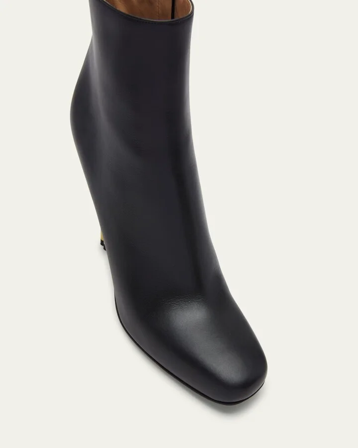 Leather Knot-Heel Ankle Booties - Image 4