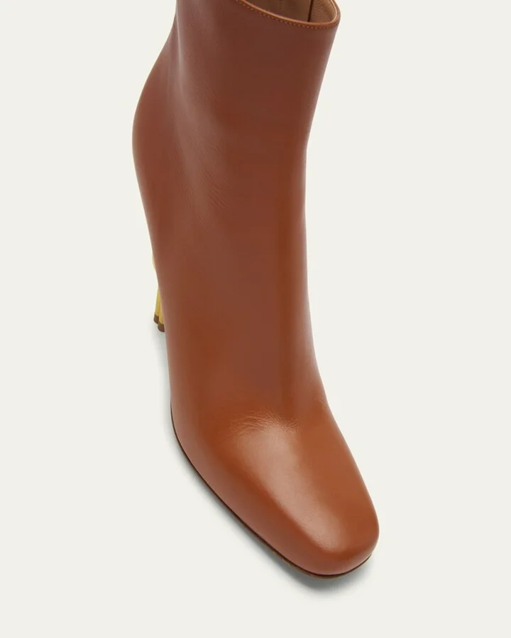 Leather Knot-Heel Ankle Booties - Image 3