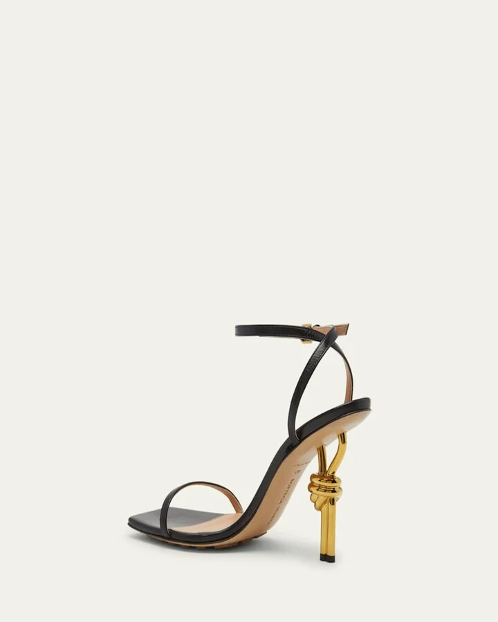 Leather Knot-Heel Ankle-Strap Sandals - Image 6