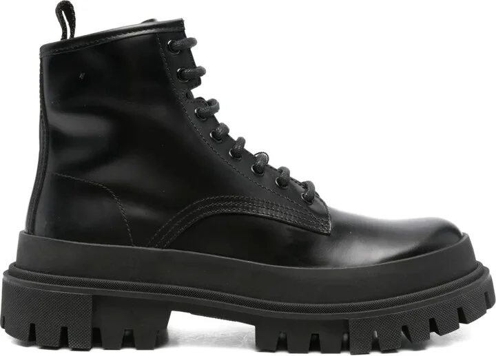 Leather Lace-Up Ankle Boots