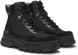 Leather lace-up boots with contrasting trims- Black Women's Boots size 6