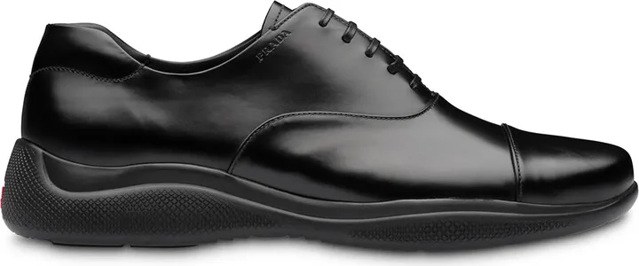 Leather Lace-Up Oxford Sneakers Shoes "Black"