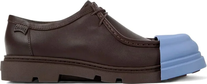 Leather Lace-Up Rubber-Toe Cap Shoes