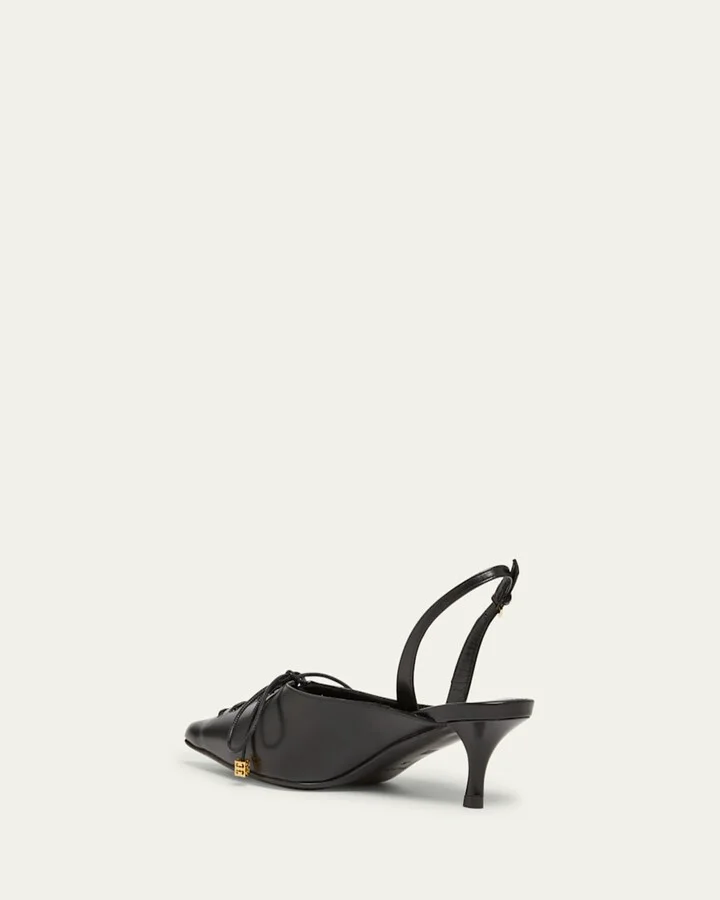 Leather Lace-Up Slingback Pumps - Image 2
