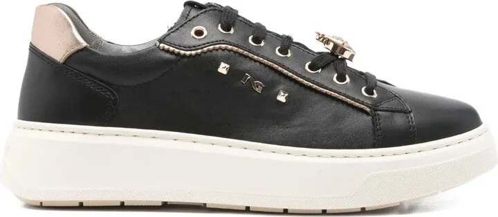 Leather Lace-Up Sneakers