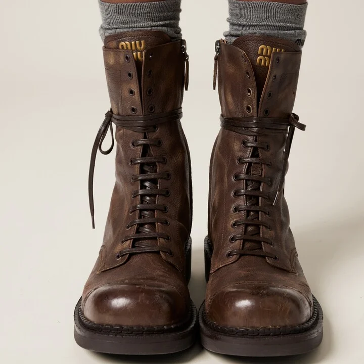 Leather laced booties - Image 5