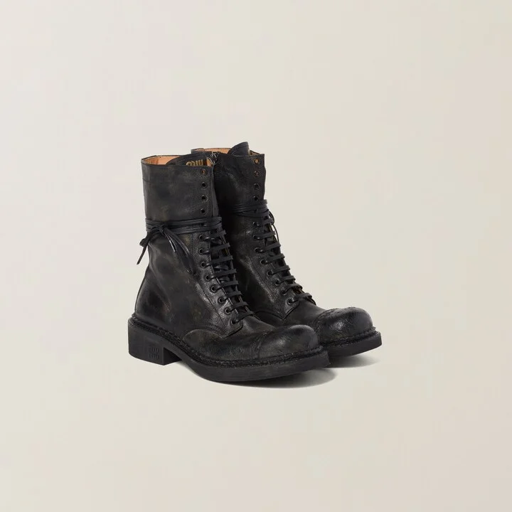 Leather laced booties