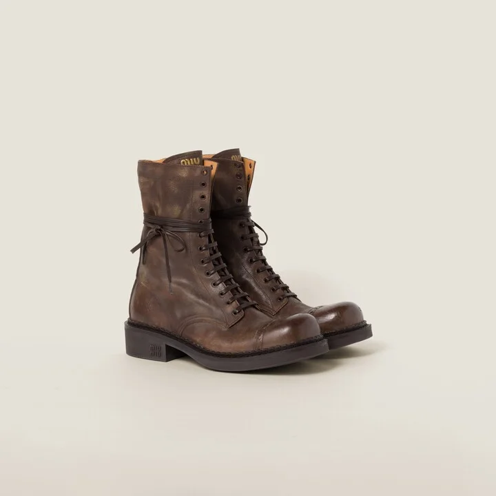 Leather laced booties