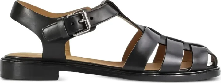 Leather Lattice Flat Sandals