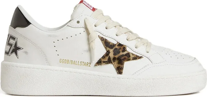 Leather Leopard-Print Star Sneakers