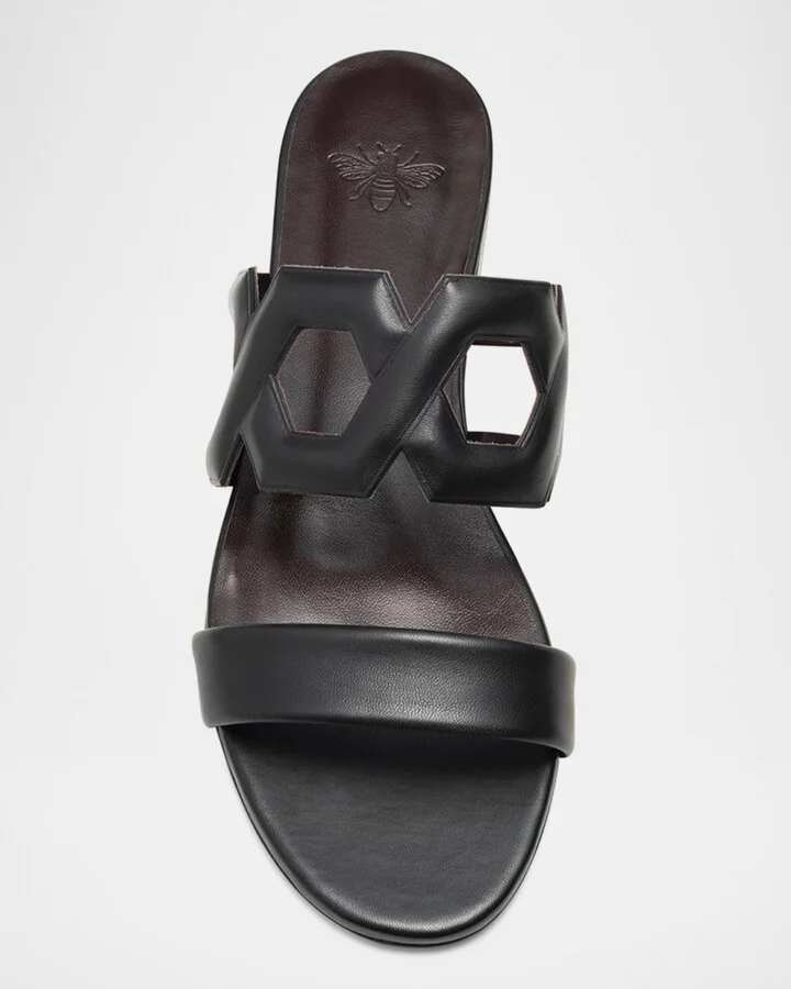 Leather Link Flat Slide Sandals - Image 2