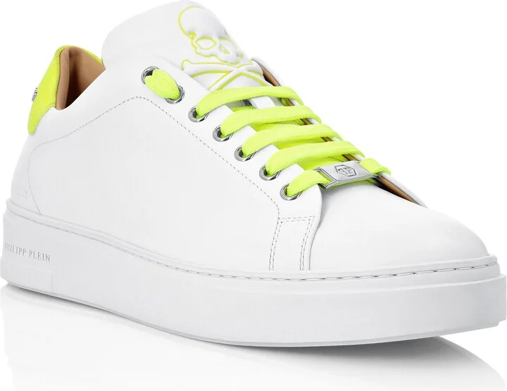 Leather Lo-Top Sneakers Skull and Plein