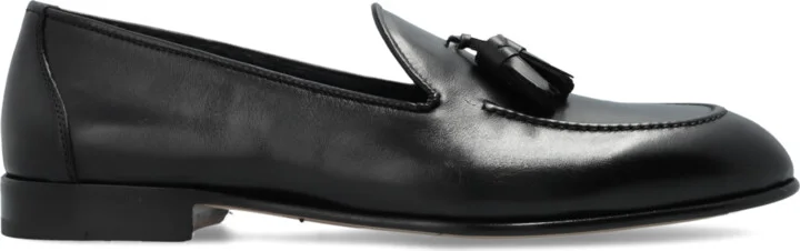 Leather 'loafers', , - Black