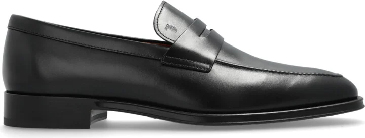 Leather `loafers` Shoes, , - Black