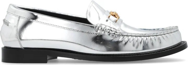Leather Loafers, , - Silver