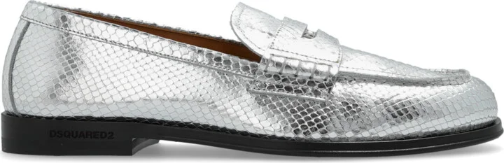 Leather Loafers, , - Silver