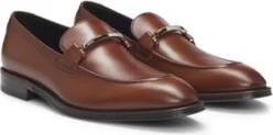 Leather loafers with branded hardware- Brown Men's Business Shoes size 9