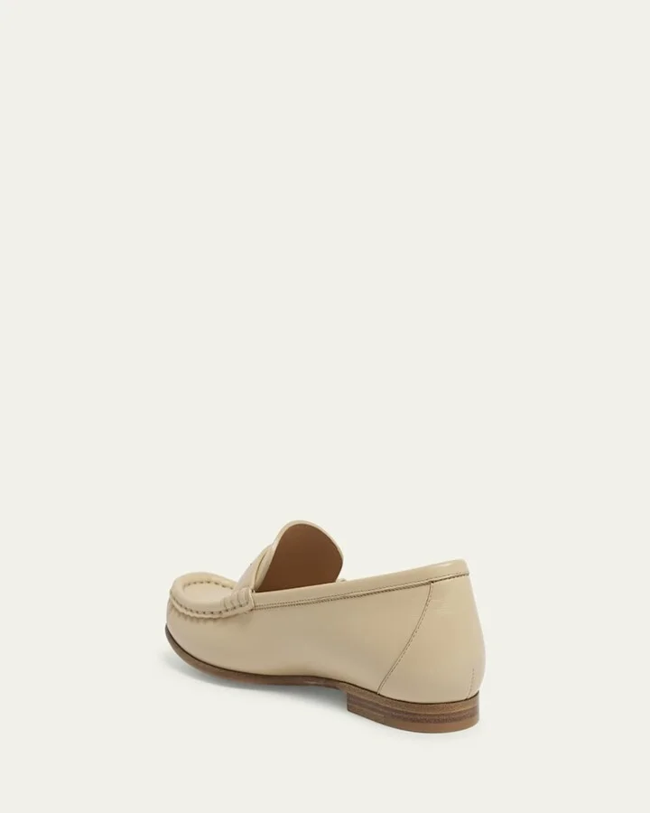 Leather Logo Chain Penny Loafers - Image 5