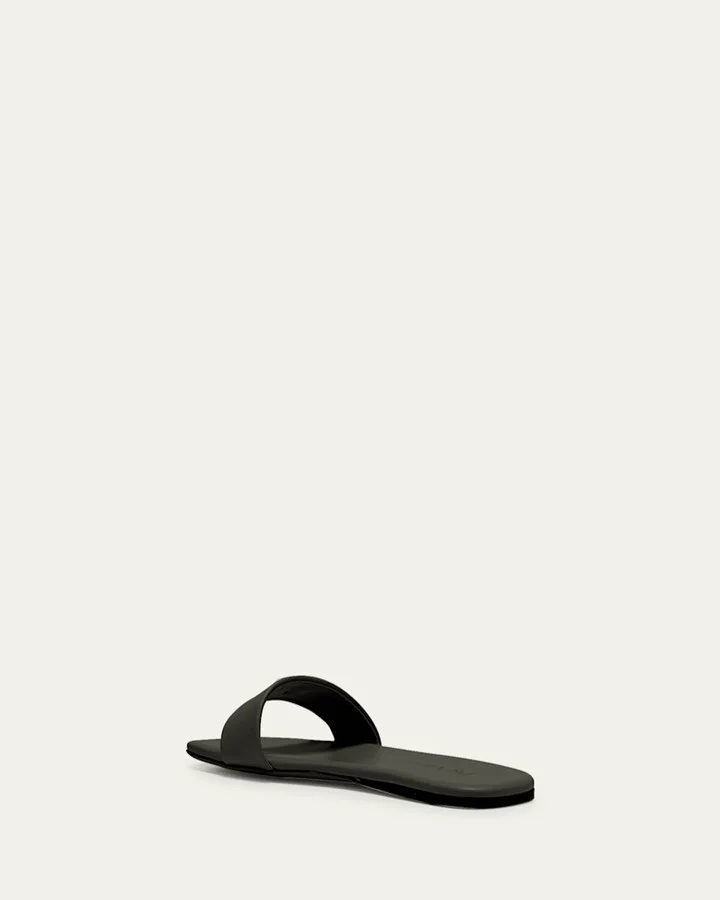 Leather Logo Flat Slide Sandals - Image 3