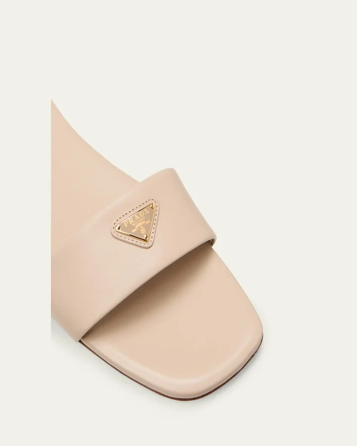 Leather Logo Flat Slide Sandals - Image 11