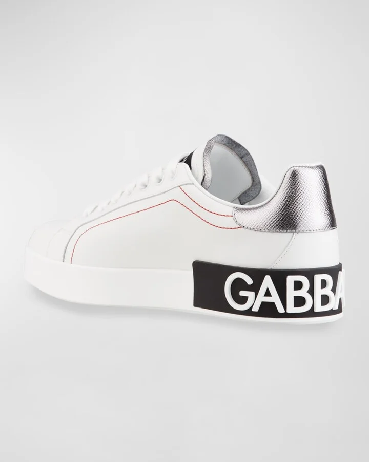 Leather Logo Low-Top Sneakers - Image 3