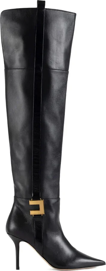 Leather Logo-Plaque Boots