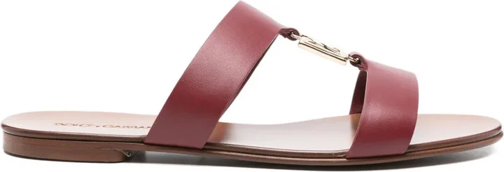 Leather Logo-Plaque Sandals