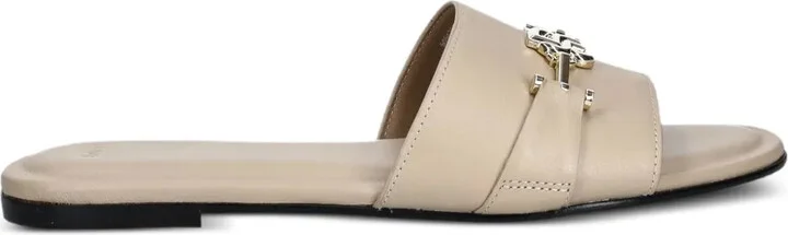 Leather Logo-Plaque Sandals