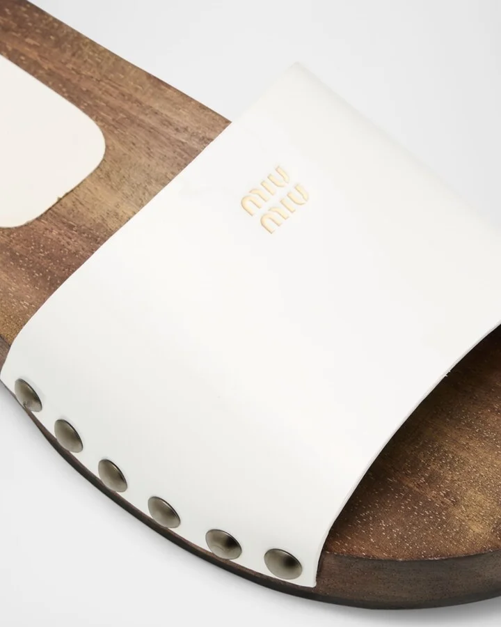 Leather Logo Slide Clogs - Image 3