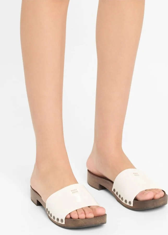 Leather Logo Slide Clogs - Image 4