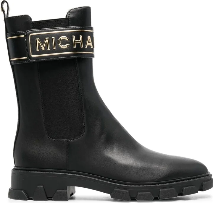Leather Logo-Stamp Boots