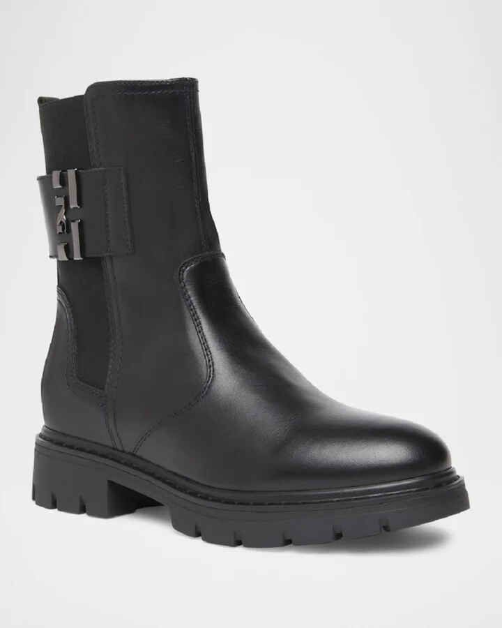 Leather Logo-Strap Chelsea Booties - Image 2
