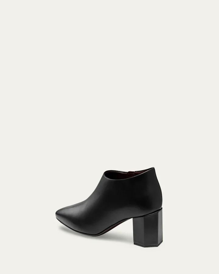 Leather Low Heeled Hexagon Booties - Image 2
